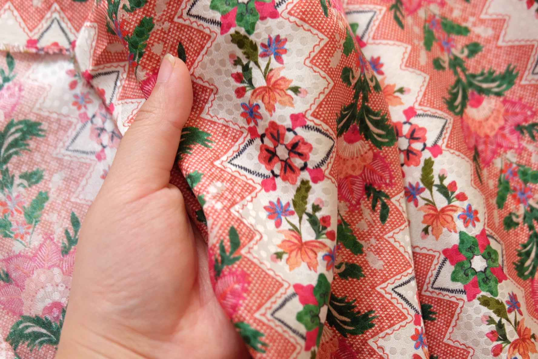 18 Momme French Fashion House Deadstock 100% Mulberry Silk Jacquard Satin 2 Yards × 55” Wide - BUBBO