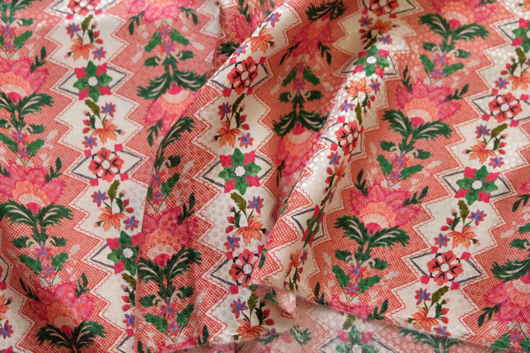 18 Momme French Fashion House Deadstock 100% Mulberry Silk Jacquard Satin 2 Yards × 55” Wide - BUBBO