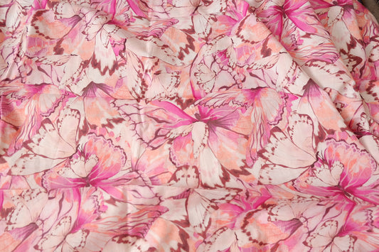 Pink Butterfly Print Cotton Poplin for Shirts and Dresses 3.3 Yards
