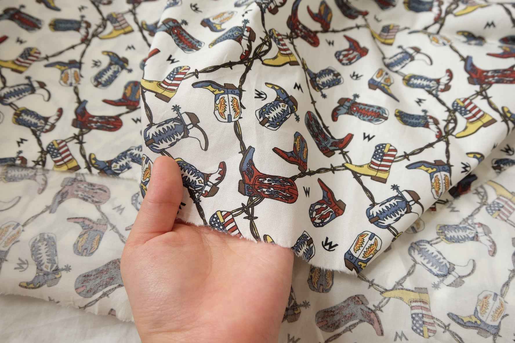 Western Boots Cotton Poplin Fabric - 2.19 yd