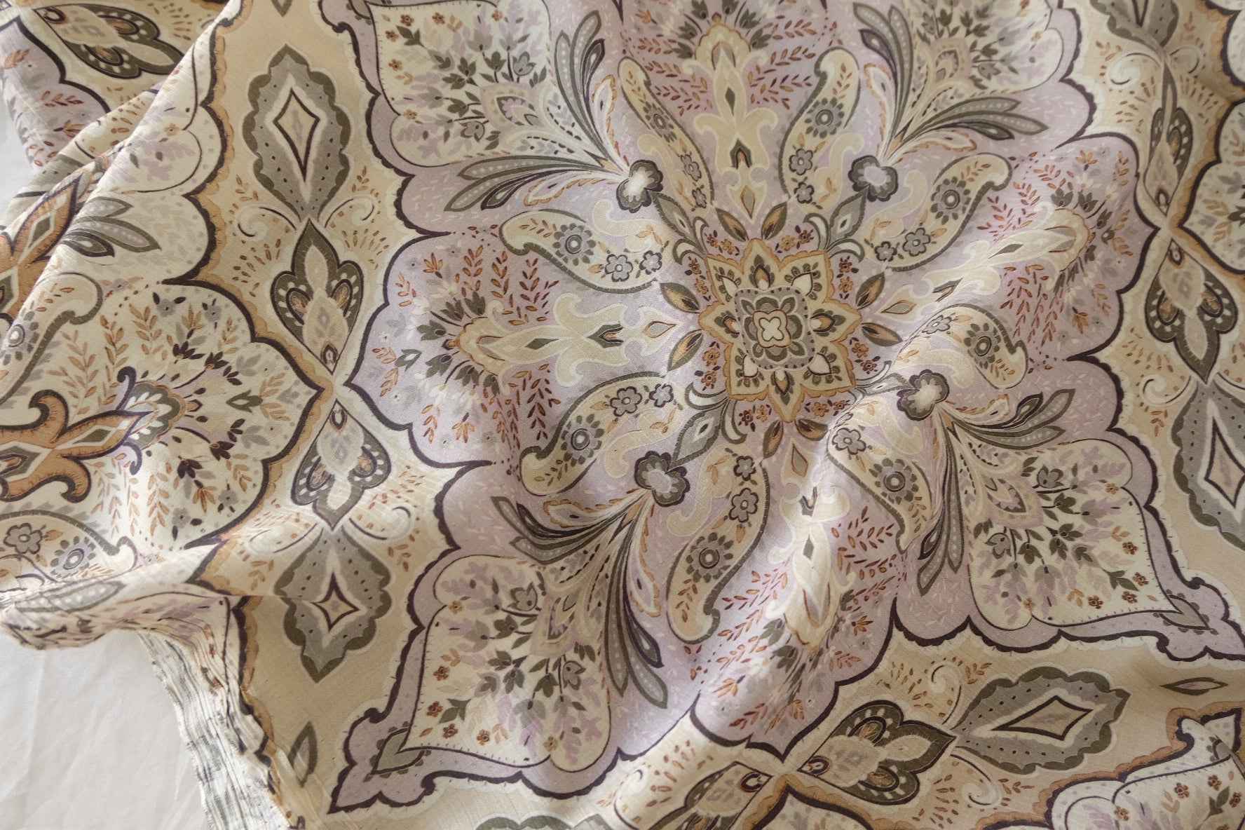 Soft Ornamental Floral Tencel Cotton Crinkle Fabric – 3.3 yd