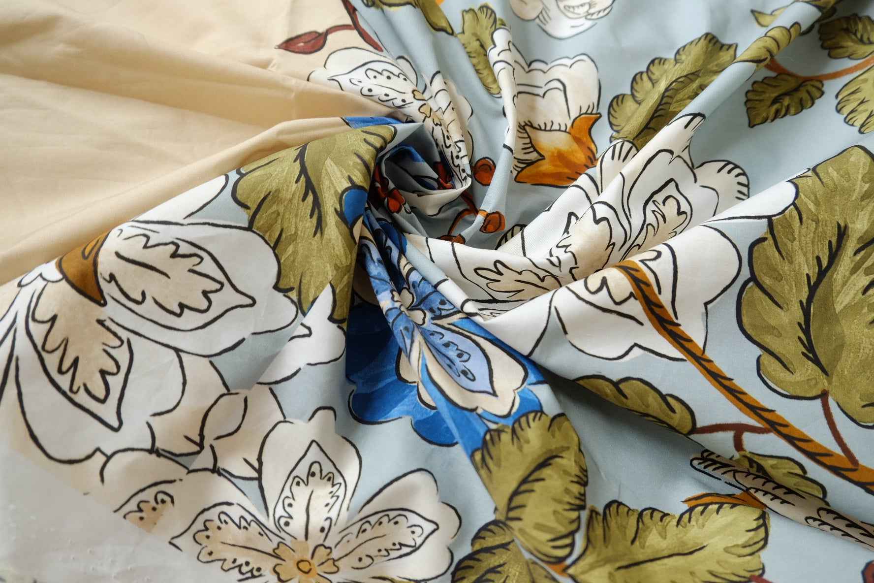 Patchwork Floral Bird Cotton Poplin Fabric - 3.28 yd