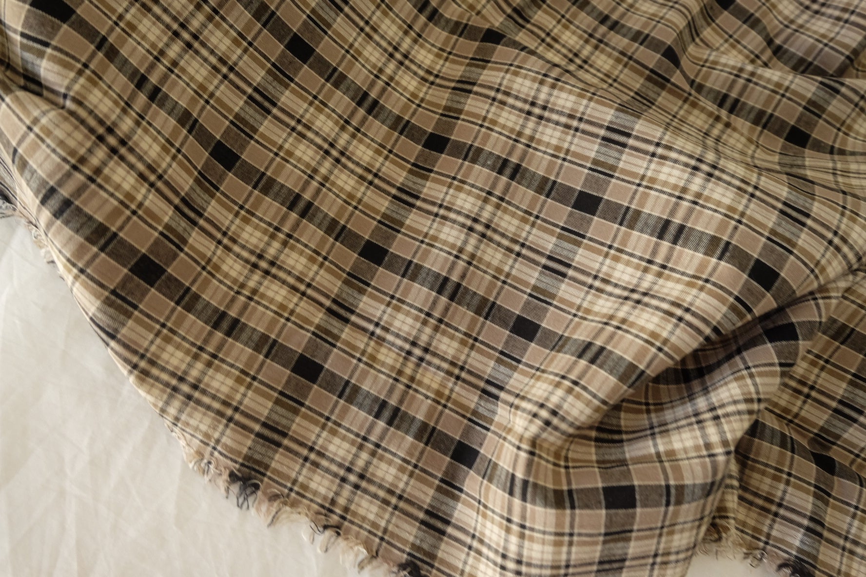 Brown Black Yarn-Dyed Plaid Cotton Fabric – 3.3 yd