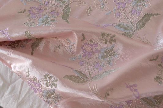 Blush 3D Floral Embroidered Acetate-Blend Satin – 2.2 yd