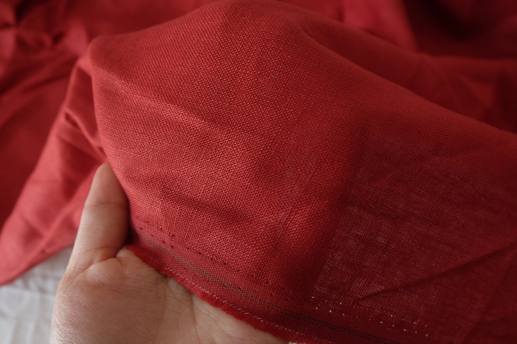 Heavy 17s Pure Linen Fabric in Deep Red - 2.5 yd