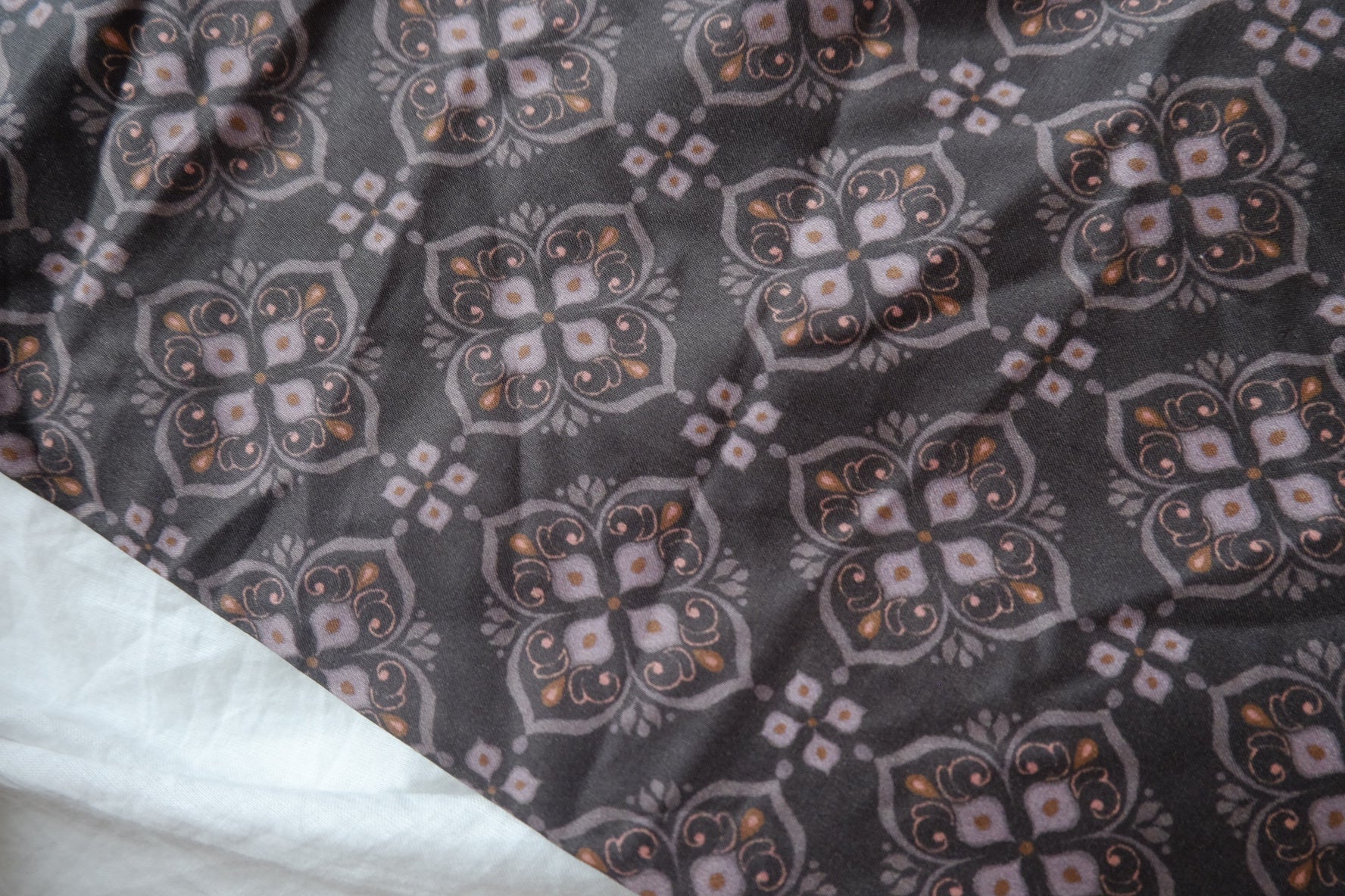 Charcoal Tile Print Cotton Lawn Fabric - 2.19 yd