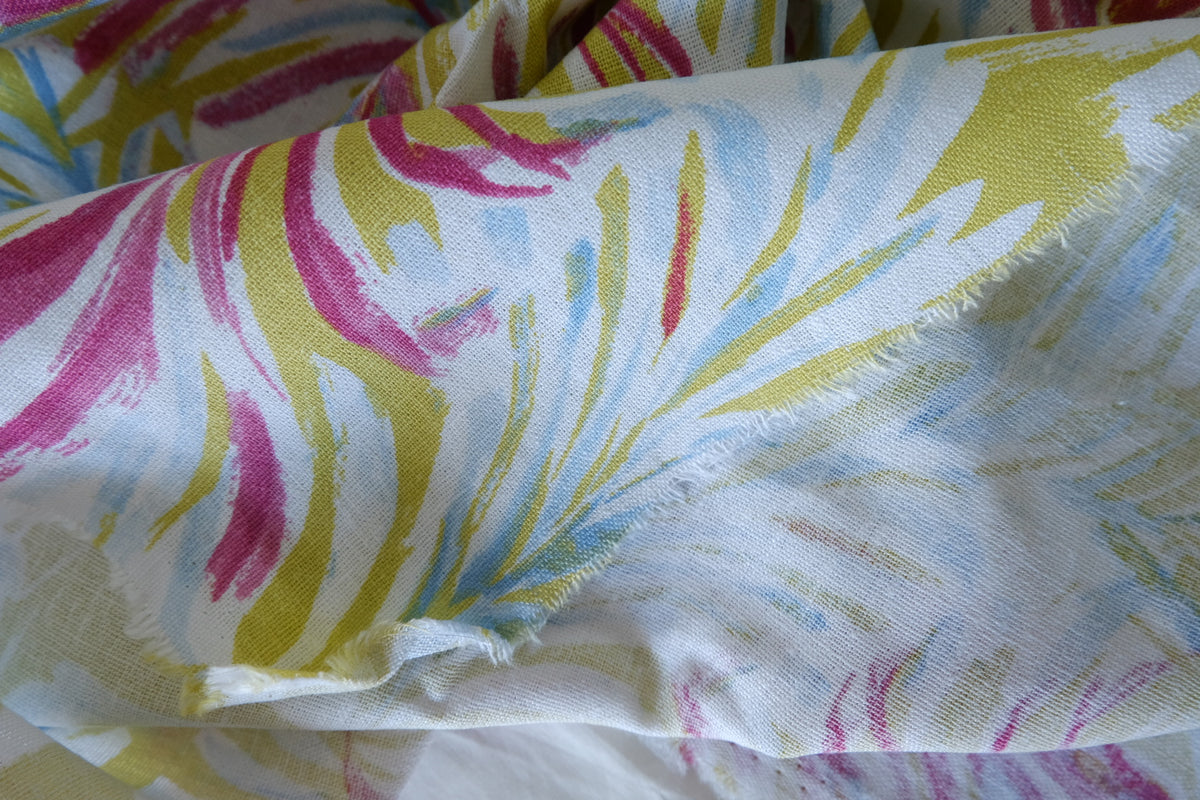 Tropical Watercolor Leaves Linen Cotton – 1.64 yd