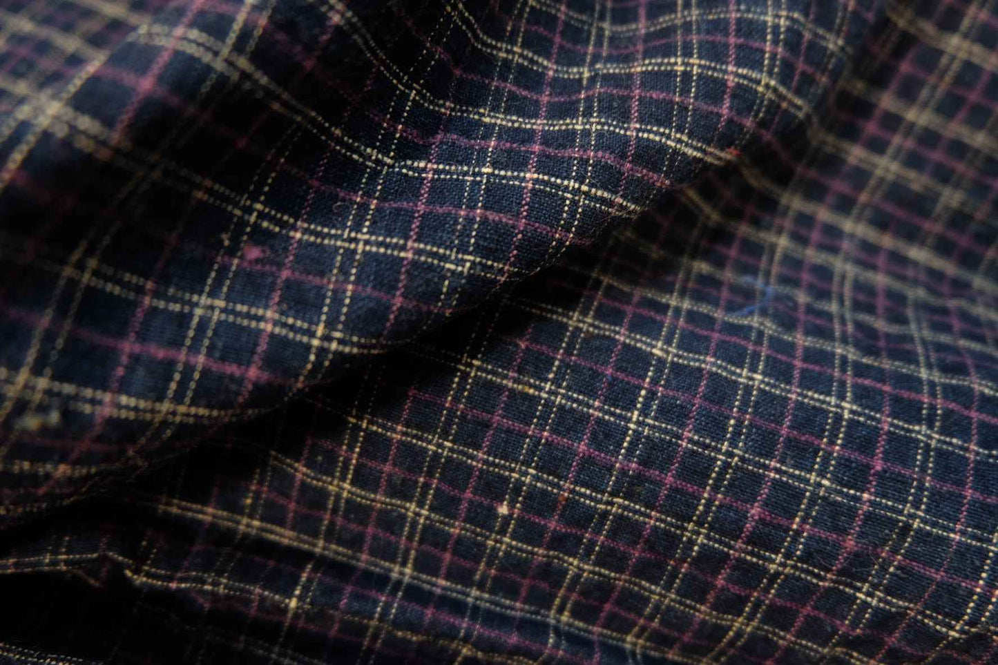 1940s Archival Tǔbù: 'Violet Grid' on Xiaohua Mian Cotton Pre - washed - BUBBO