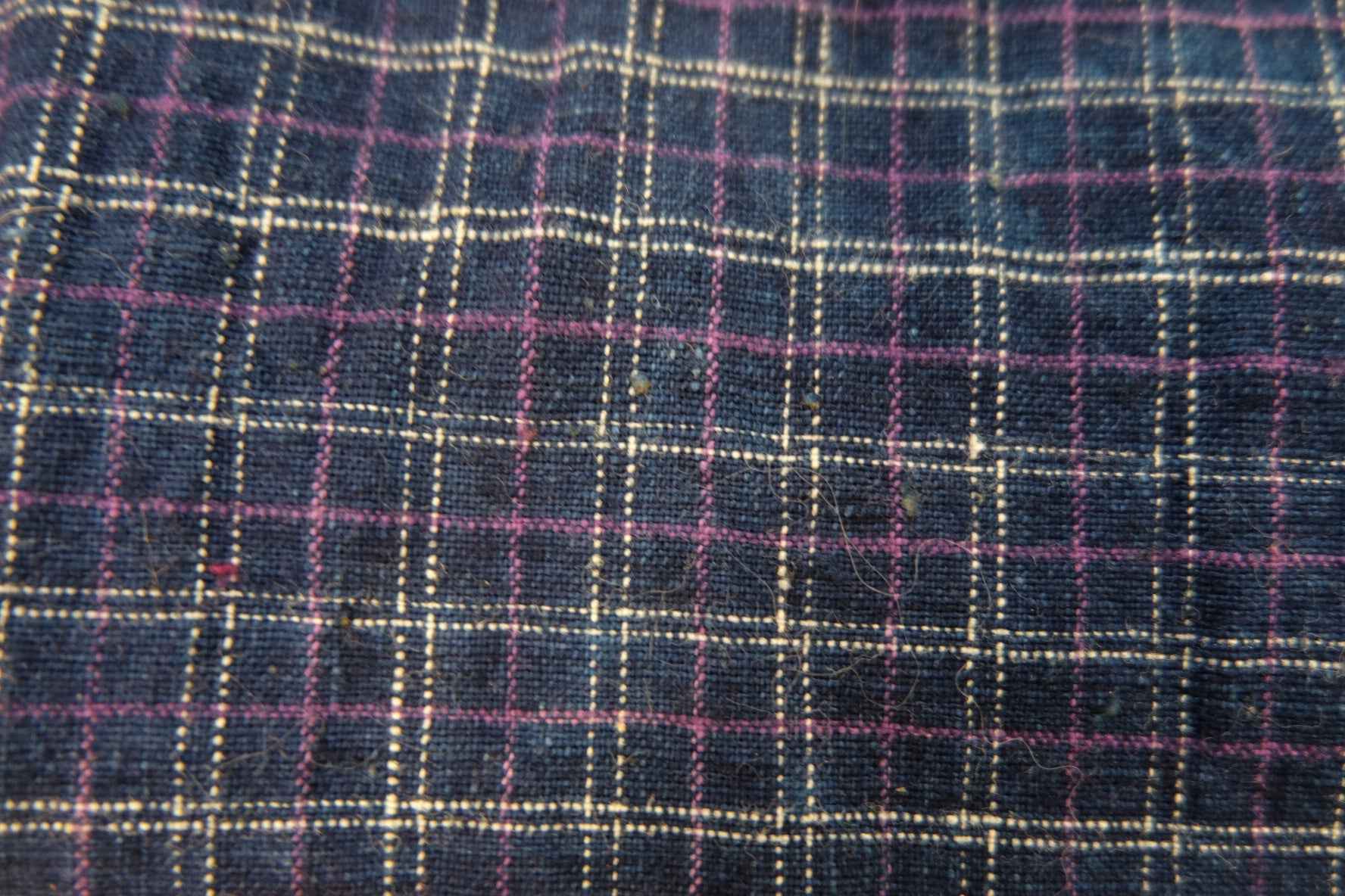 1940s Archival Tǔbù: 'Violet Grid' on Xiaohua Mian Cotton Pre - washed - BUBBO