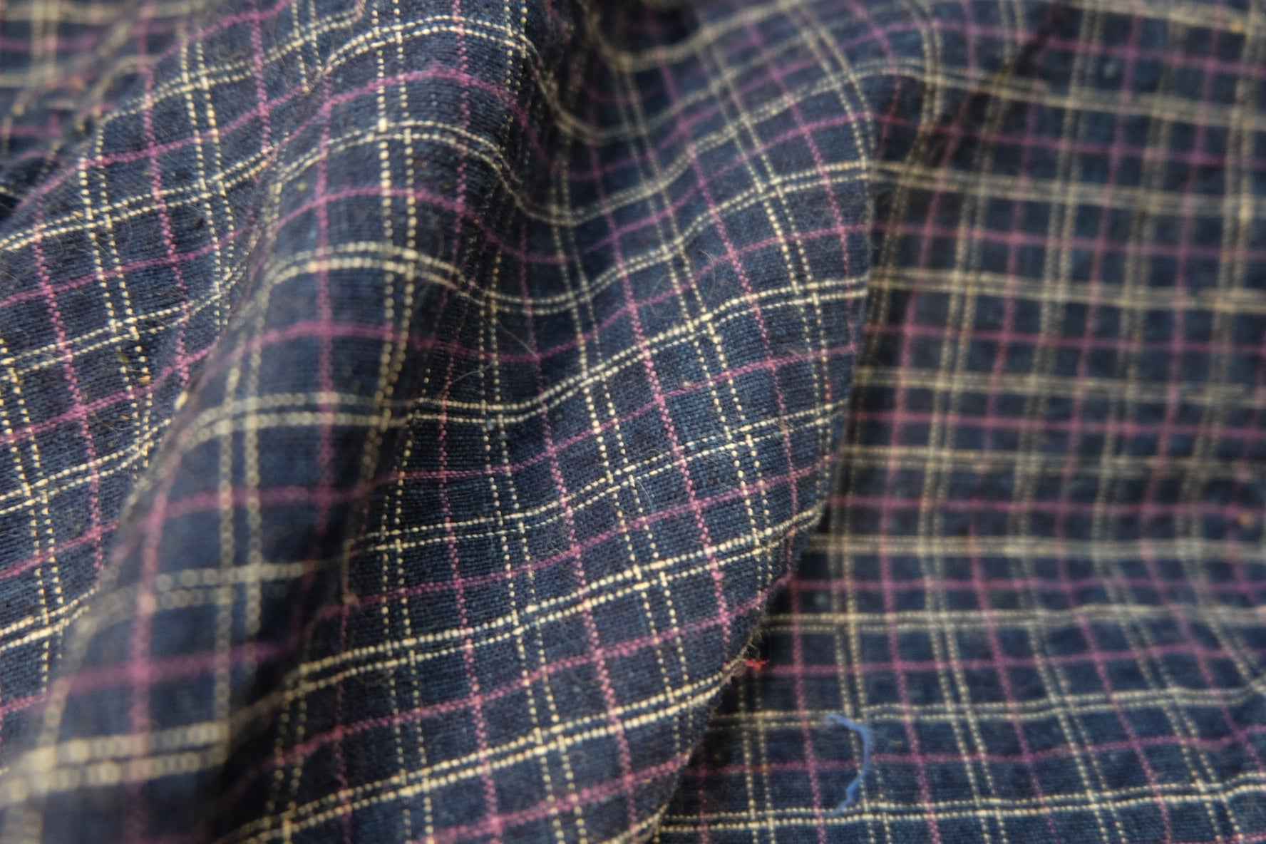 1940s Archival Tǔbù: 'Violet Grid' on Xiaohua Mian Cotton Pre - washed - BUBBO