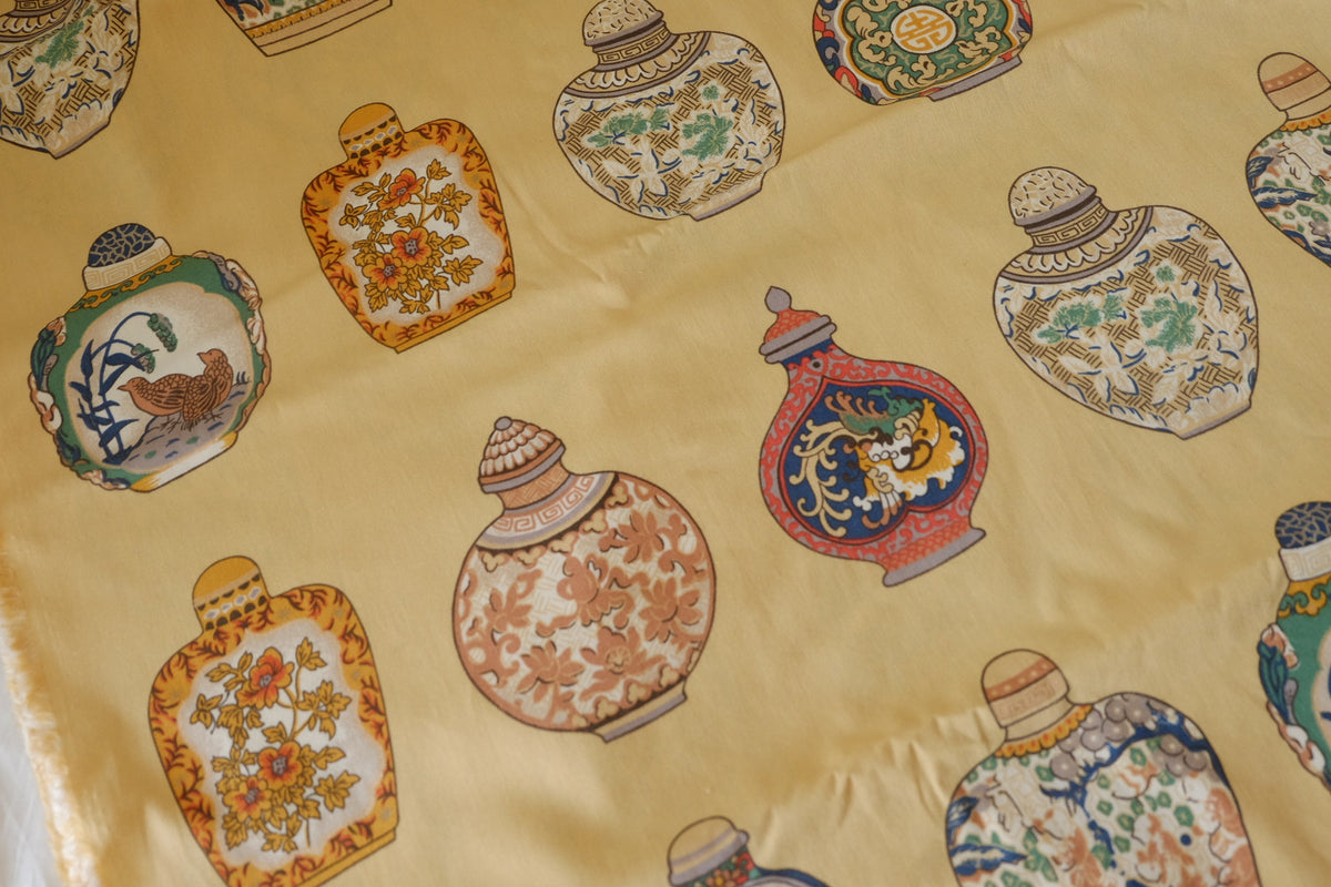 Oriental Porcelain Jars – Printed Cotton Fabric | 2.2 Yards