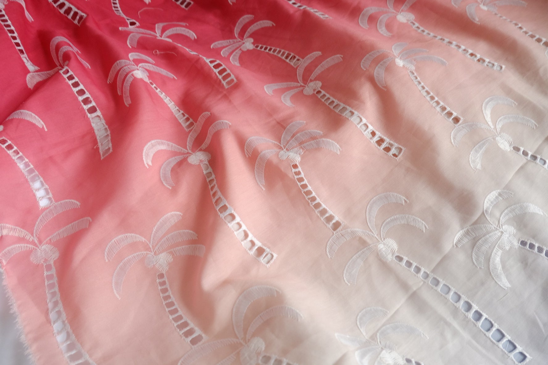 Ombre Palm Embroidered Polyester Fabric - 2.73 yd