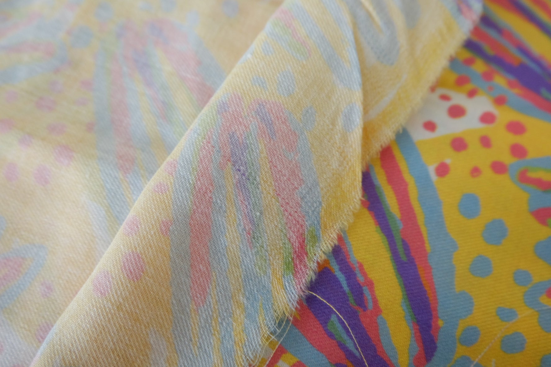 Playful Yellow Abstract Floral Cotton Twill Fabric – 2.1 yd