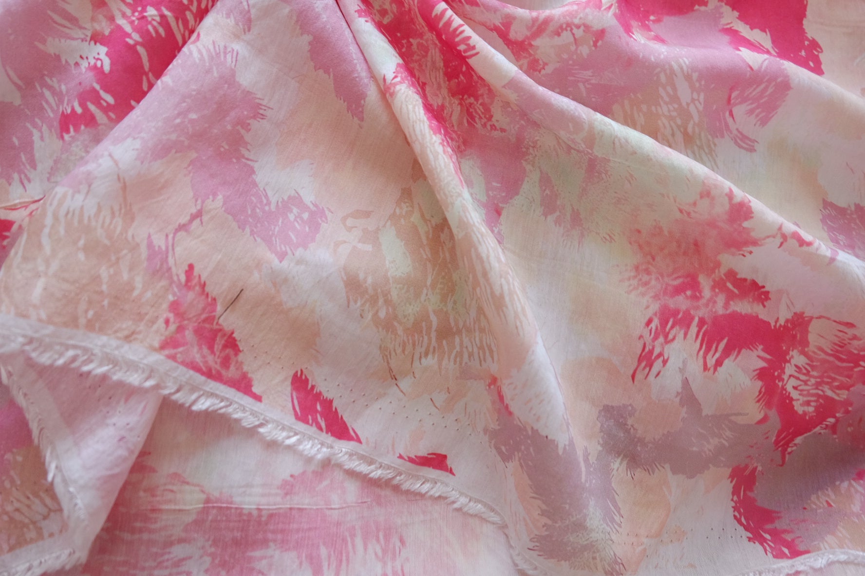 Pink Abstract Floral Acetate Fabric - 3.28 yd