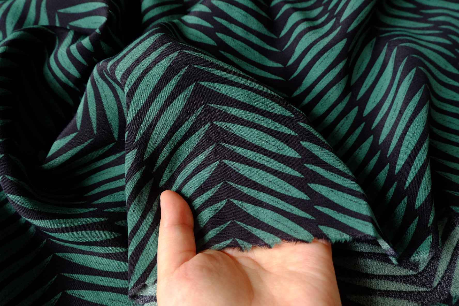 Green Palm Leaf Viscose Fabric - 2.19 Yards