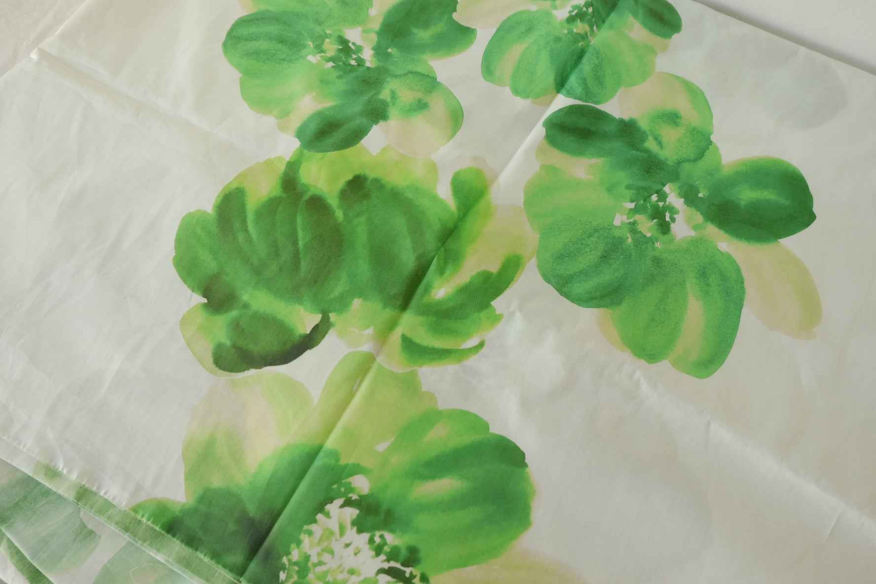 Green Floral Double Border Cotton Poplin Fabric – By the Meter