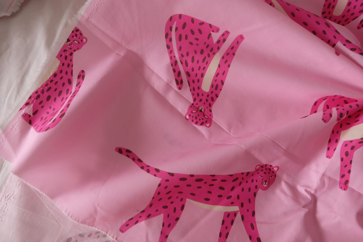 Pink Leopard High-Density Cotton Poplin — 1.64 yd