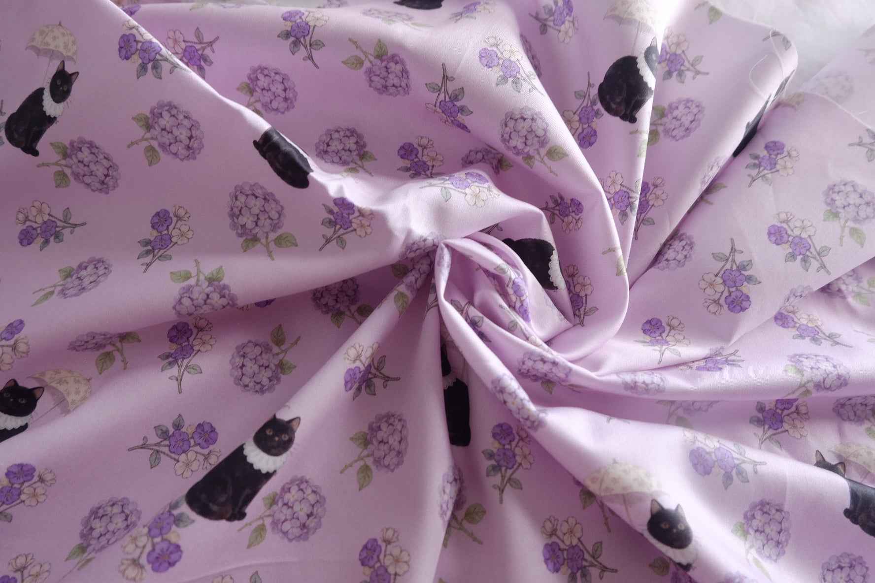 Black Cat Garden Cotton Sateen Fabric - 2.19 yd