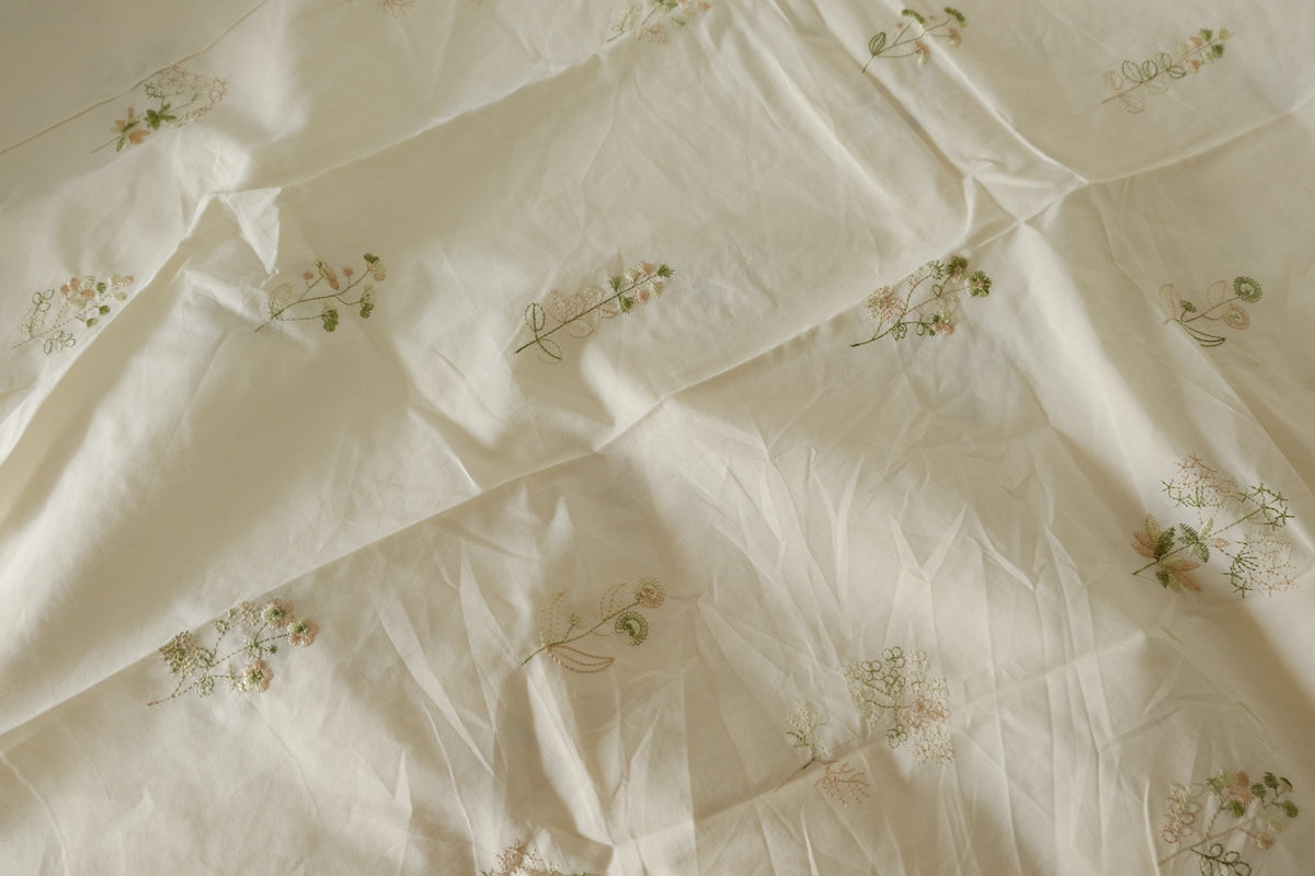 Washed Cotton Poplin with Tiny Floral Embroidery – 3.3 yd
