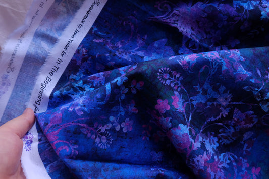 Midnight Blue Botanical Cotton – 3.3 yd