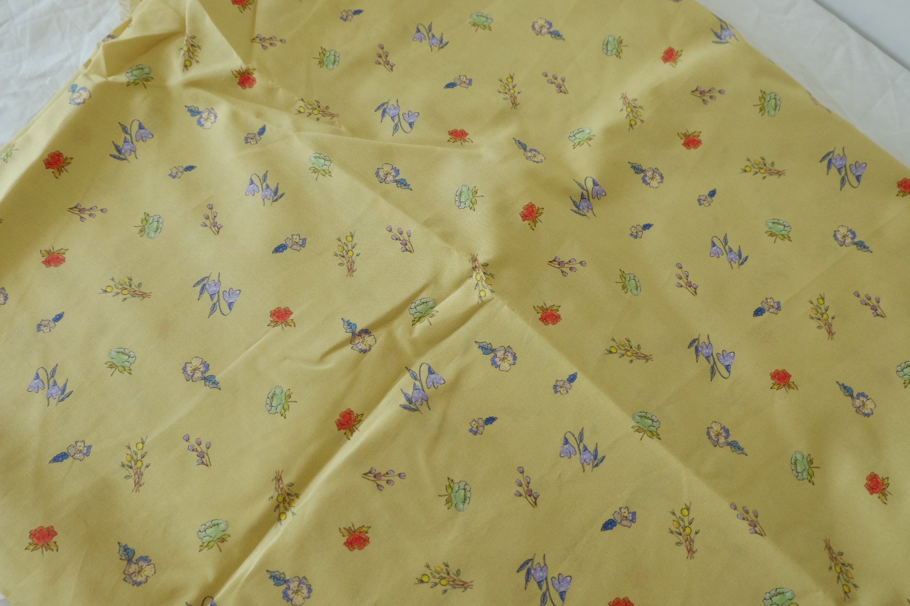 Pale Yellow Tiny Floral Cotton Lawn Fabric - 2.4 yd