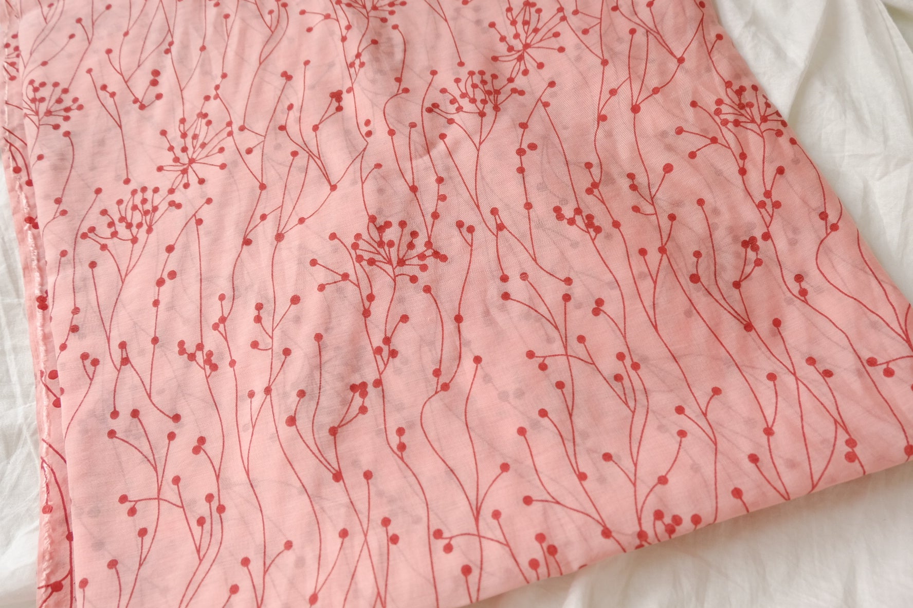 Sheer Tencel Mesh, Floating Berry Print, 2.2 Yards
