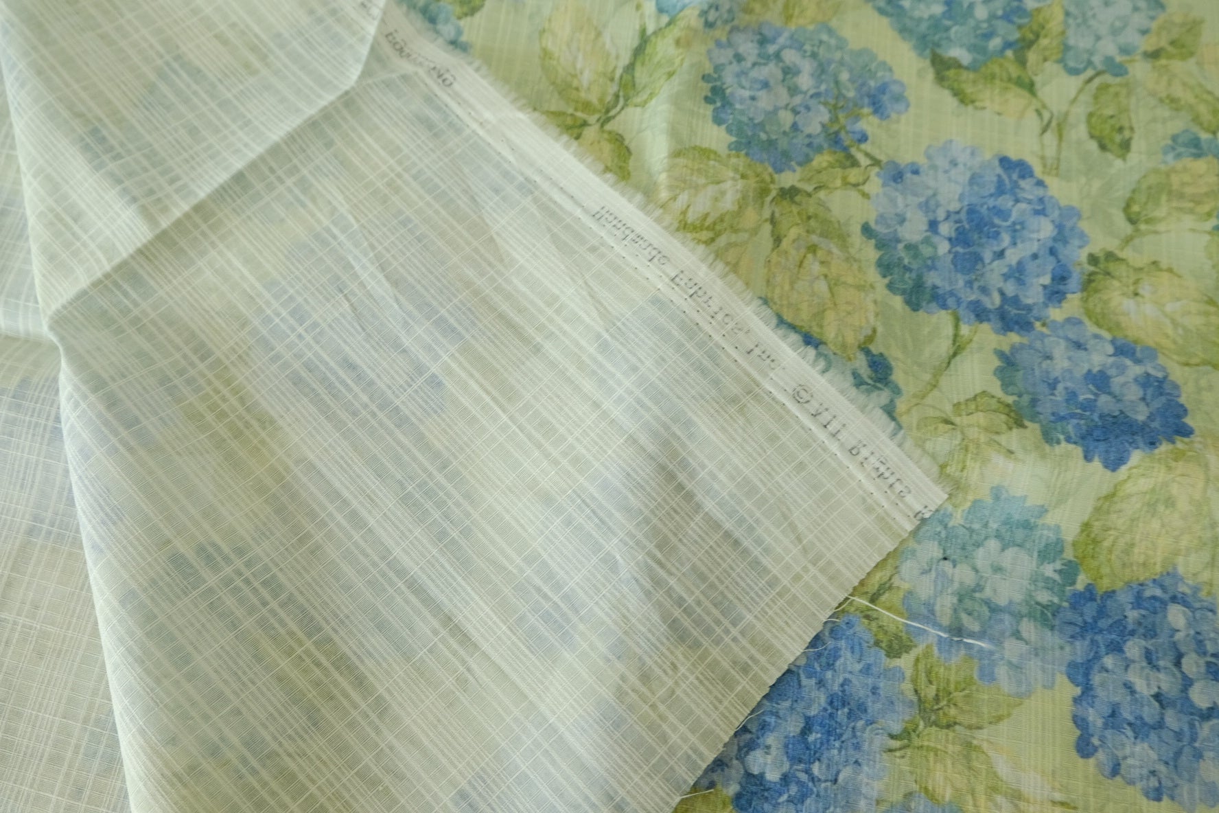 Blue Hydrangea Slub Cotton Fabric – 1.6 yd