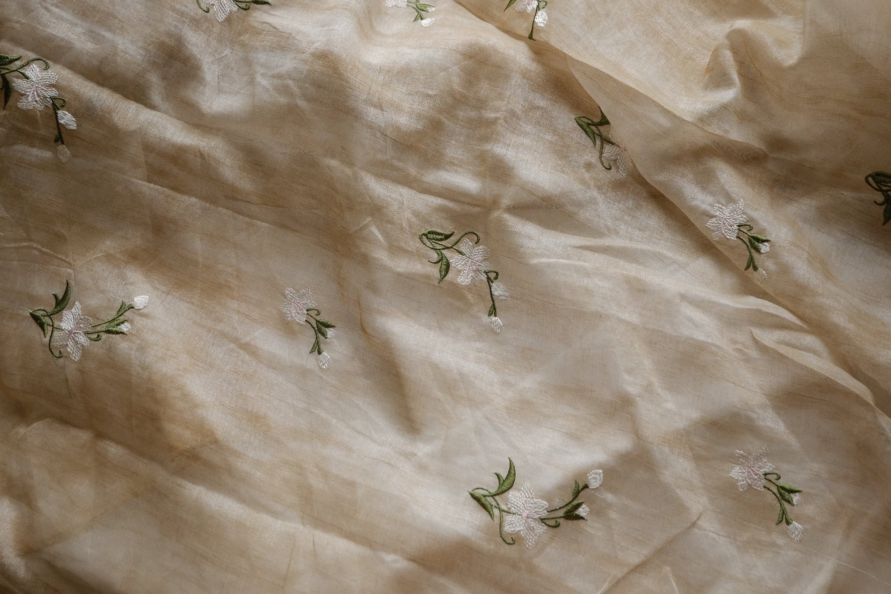 Champagne Floral Embroidered Tencel Blend – 2.2 yd