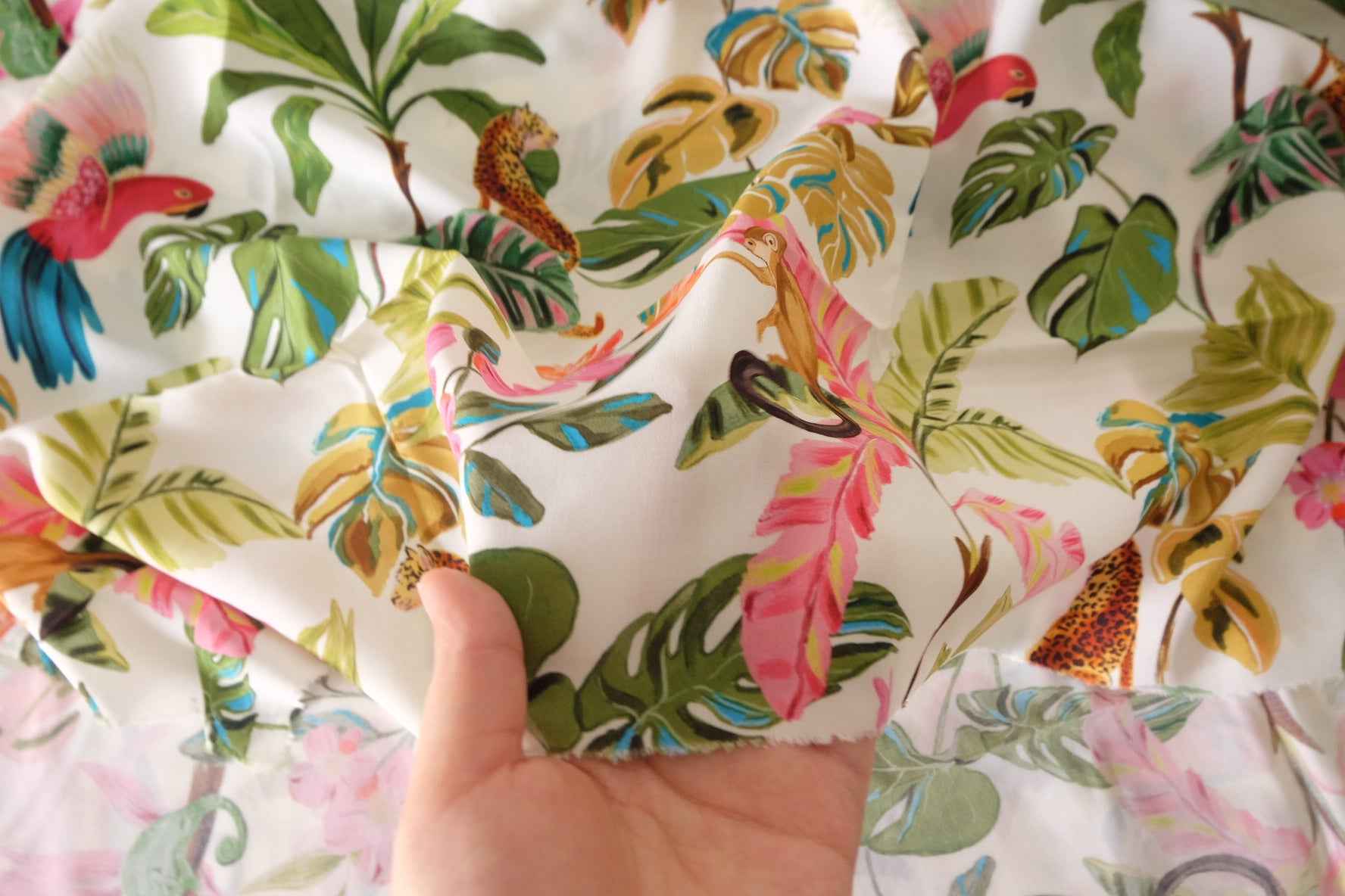 Tropical Animal Rayon Challis Fabric – 3.3 yd
