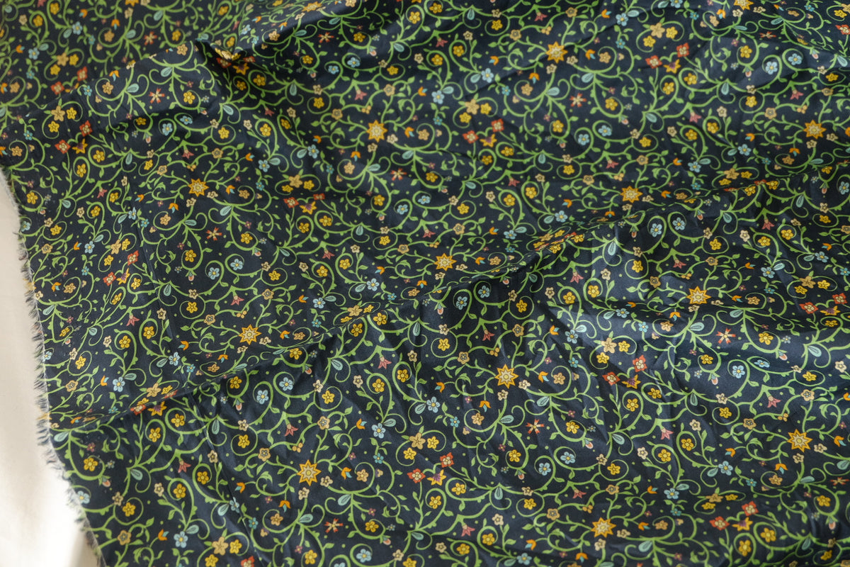 Midnight Vine Cotton Lawn Remnant – 1.3 yd