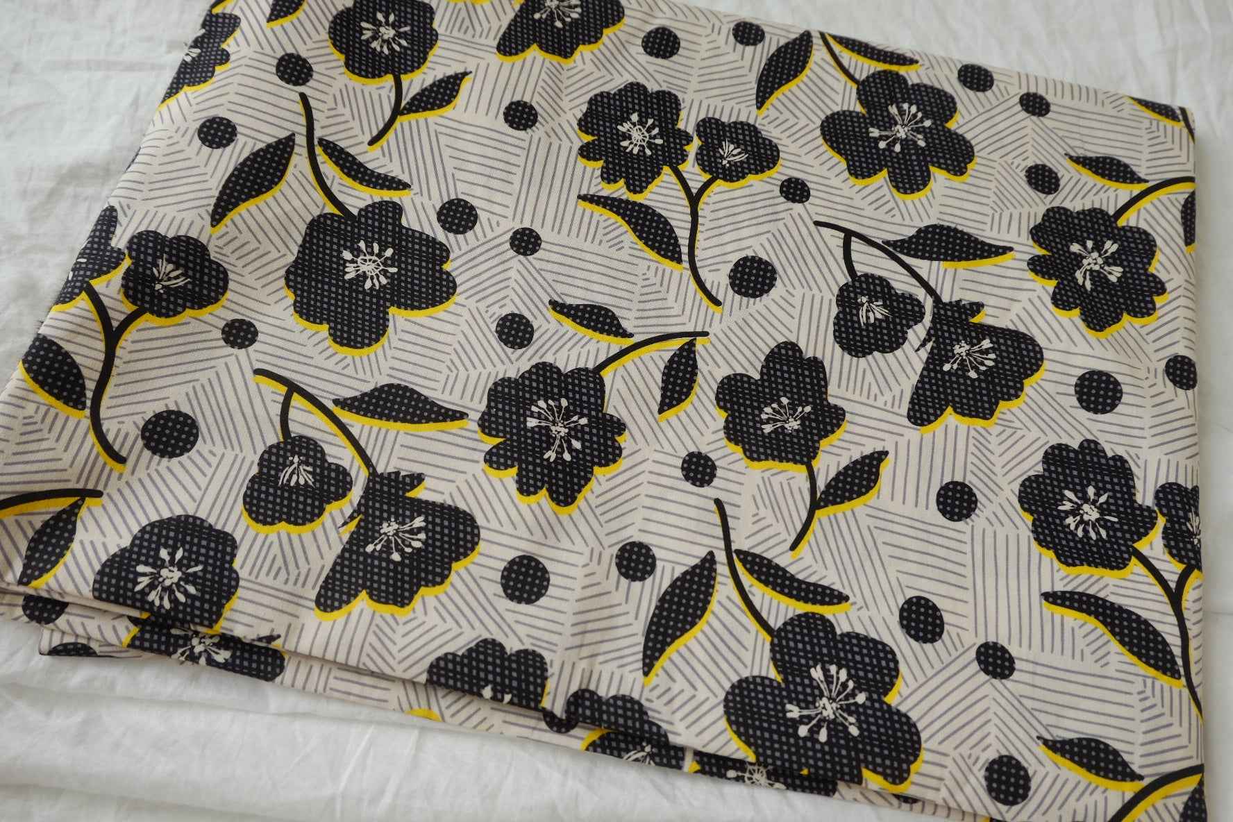 Black Floral Lightweight Cotton Poplin — 3.28 yd Piece