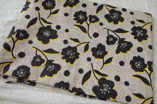 Black Floral Lightweight Cotton Poplin — 3.28 yd Piece