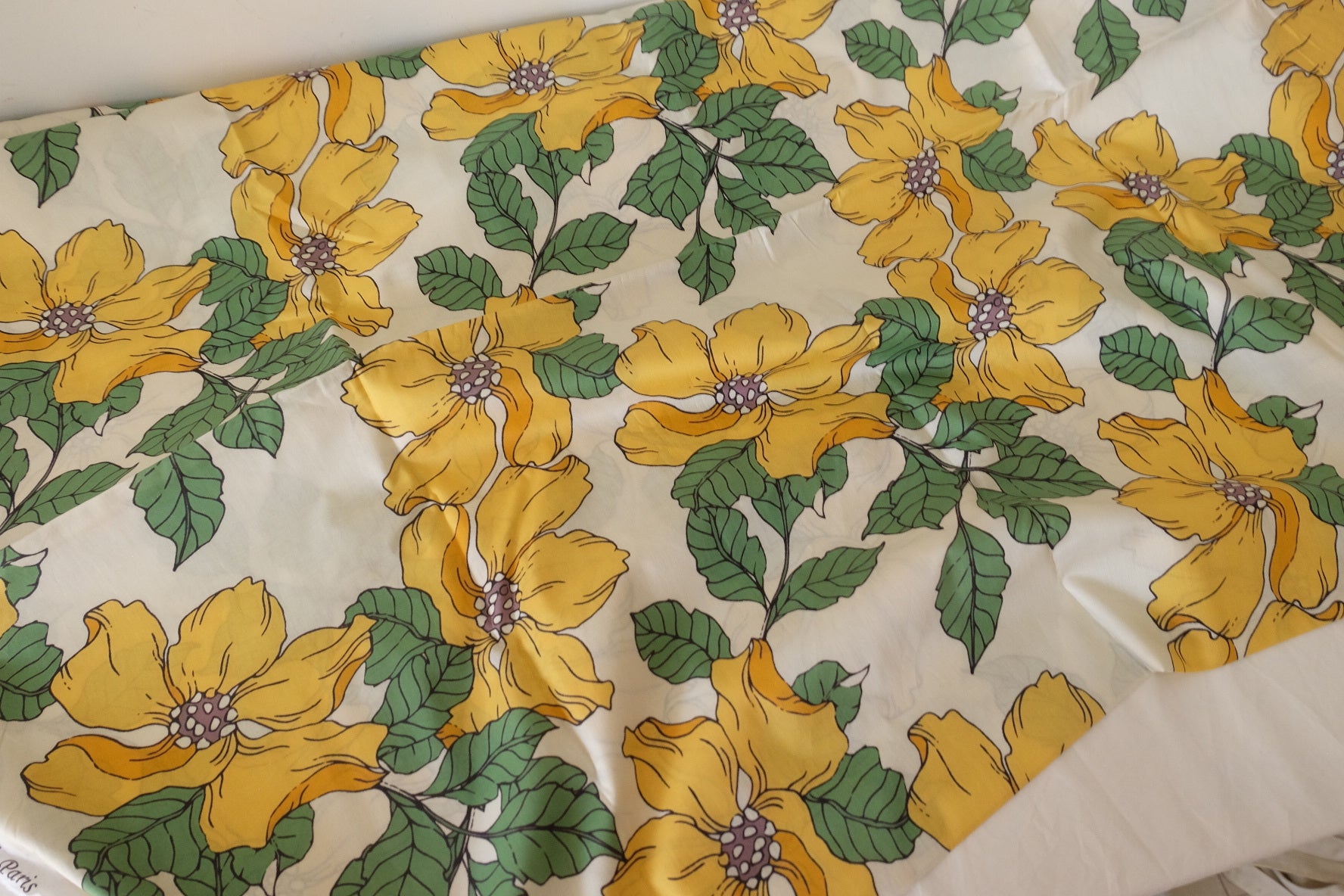 Yellow Floral Ultra-Light Cotton Lawn Fabric – 3.3 yd