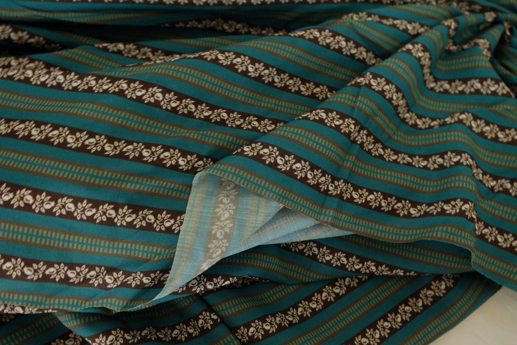 Geometric Floral Stripe Cotton Voile Fabric – 3.3 yd