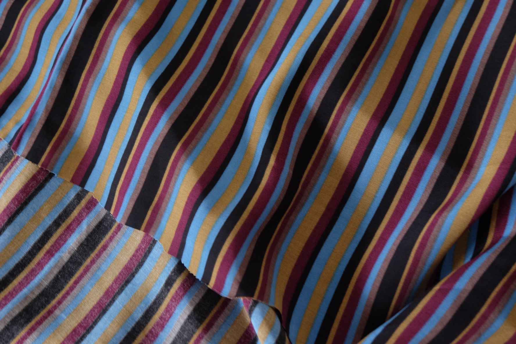 Soft Striped Rayon Fabric – Fluid Drapey Printed Woven – 2.2 yd
