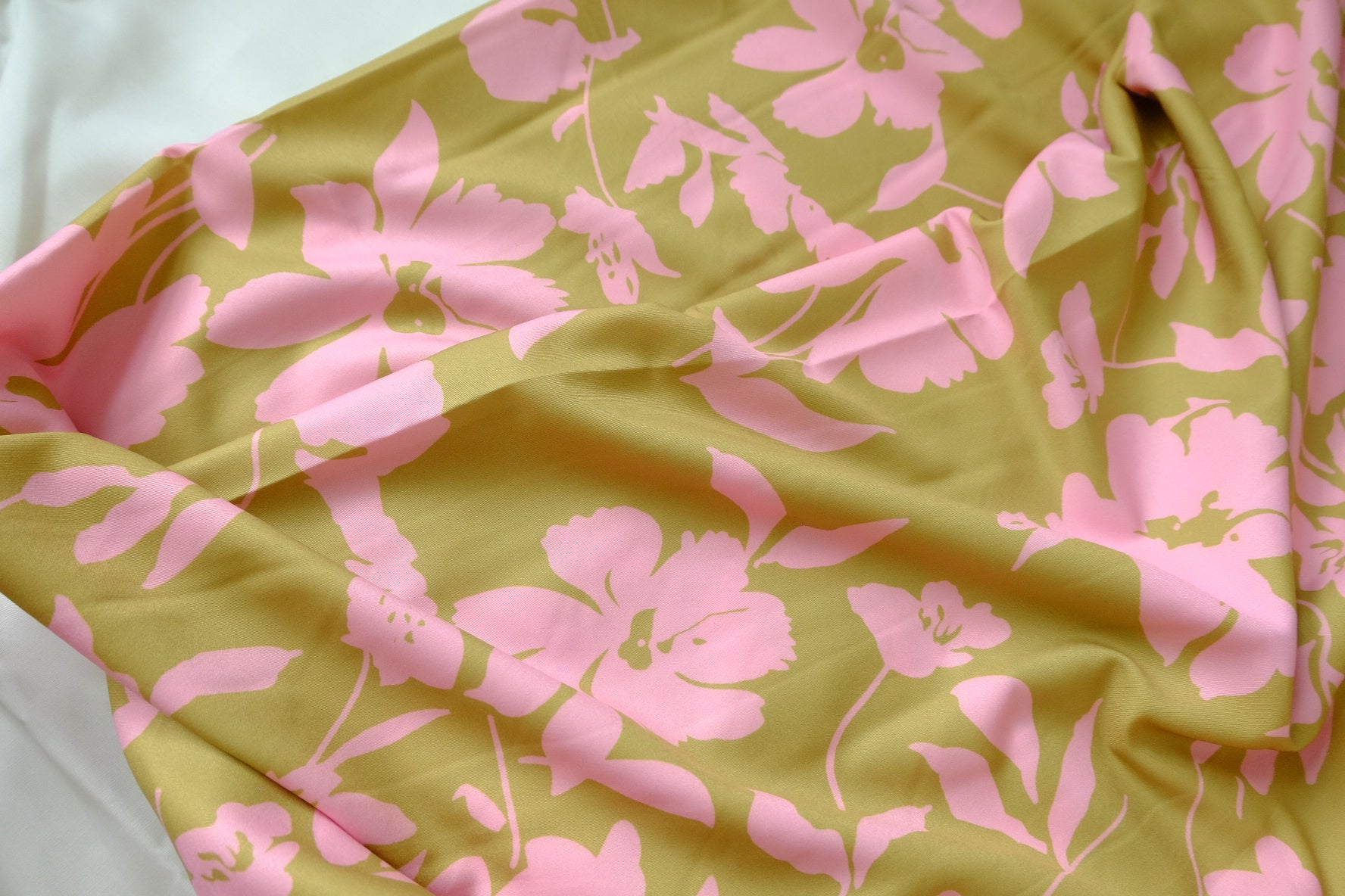 Pink Floral Satin Fabric - 2.84 yd