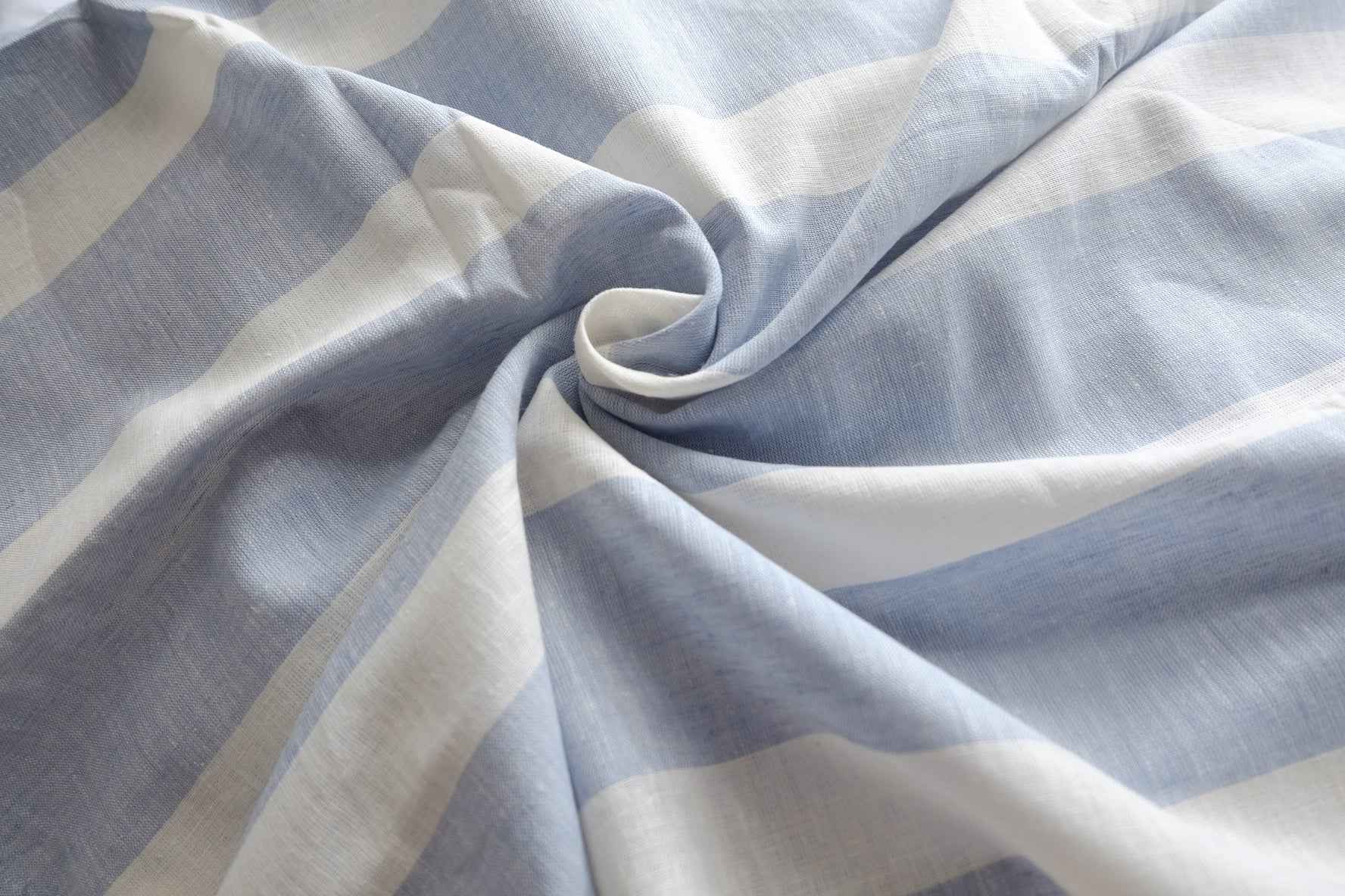 Soft Blue Stripe Cotton-Linen Fabric - 2.19 yd