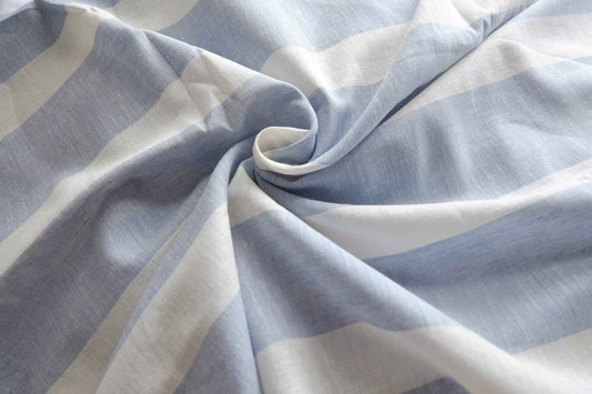 Soft Blue Stripe Cotton-Linen Fabric - 2.19 yd