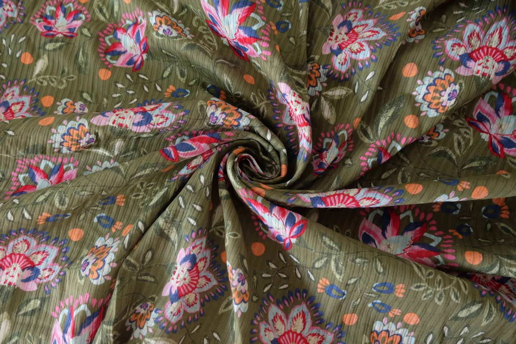 Textured Stripe Cotton Linen Floral Fabric -3.3 yd