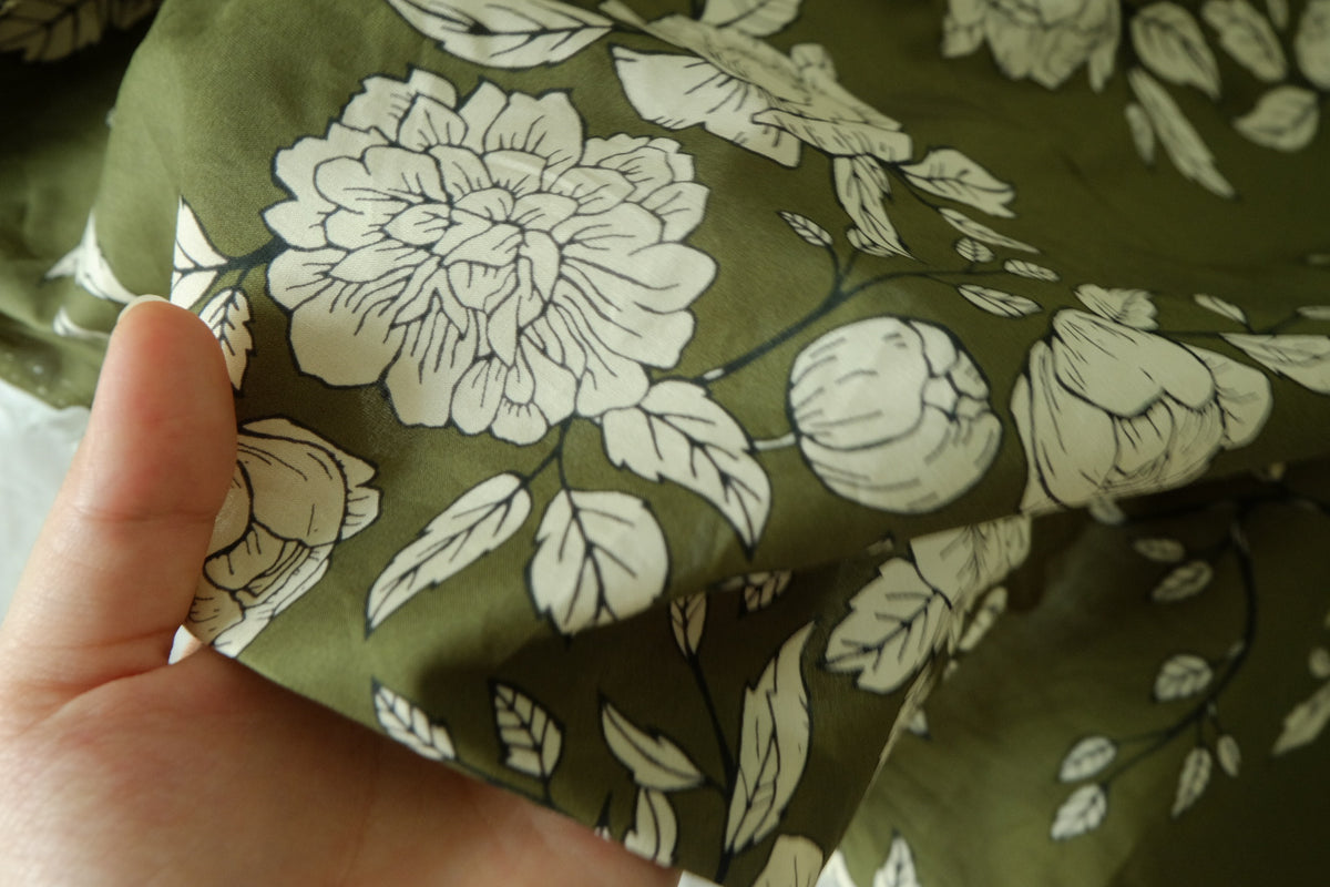 Olive Botanical 60s Cotton Poplin — 3.28 yd