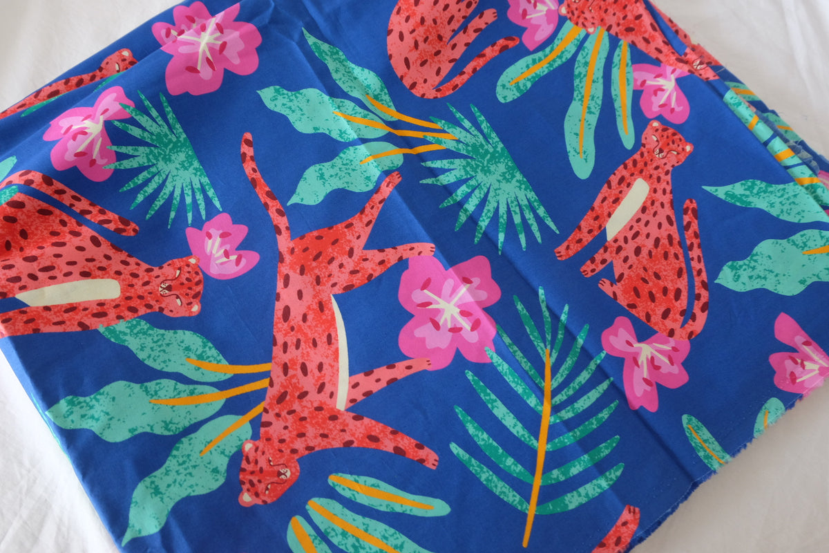 Cobalt Leopard High-Density Cotton Poplin – 2 yd