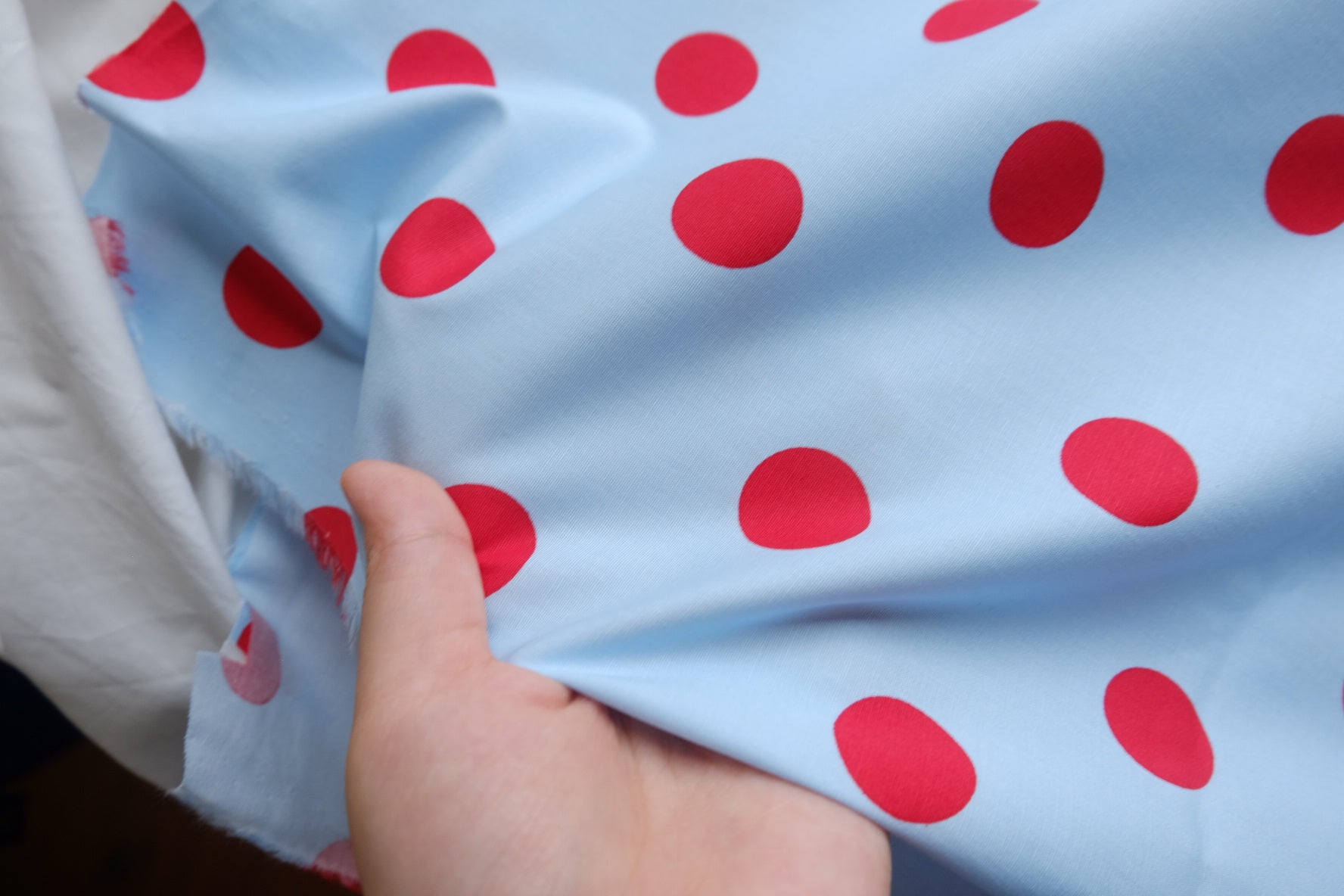 Sky Blue & Red Polka Dot Cotton Lawn – 2.2 yd
