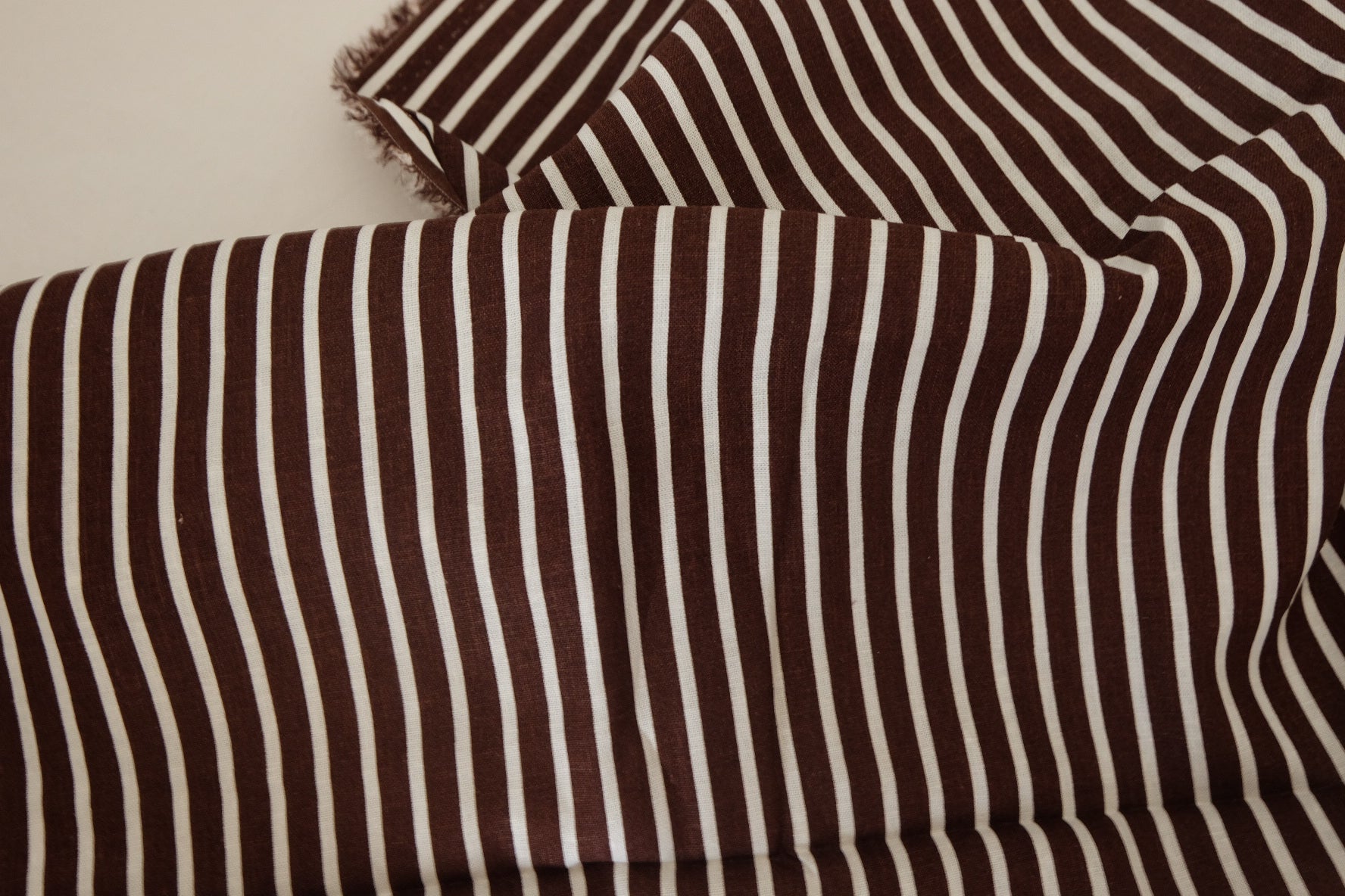 Brown Stripe Ramie Cotton Fabric – 2.2 yd