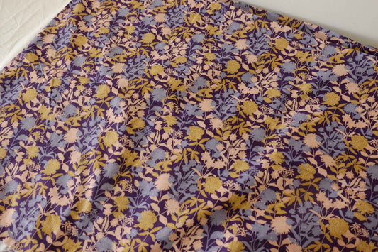 Plum Botanical Garden Print Cotton Poplin Fabric – 2.19 yd Piece
