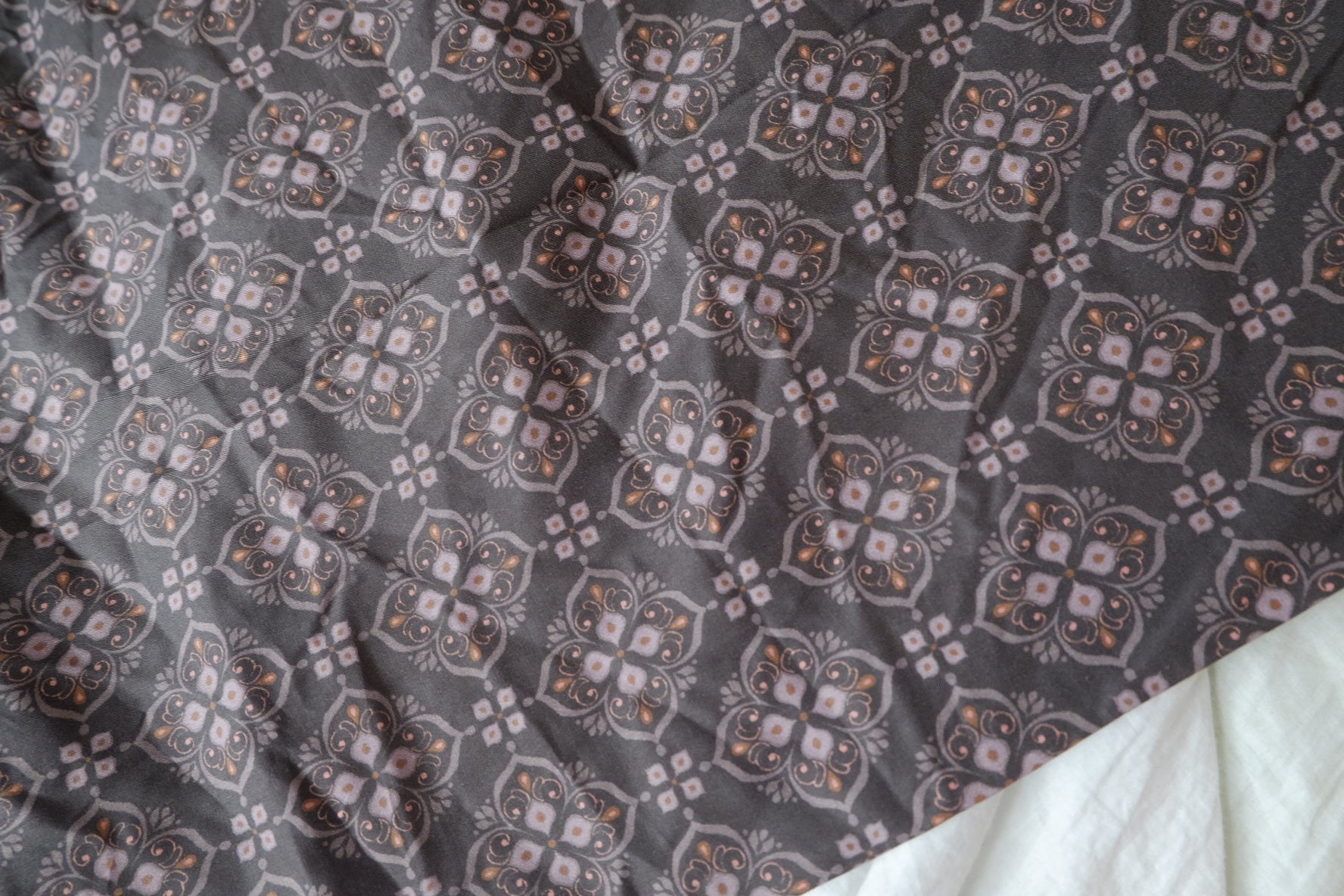 Charcoal Tile Print Cotton Lawn Fabric - 2.19 yd
