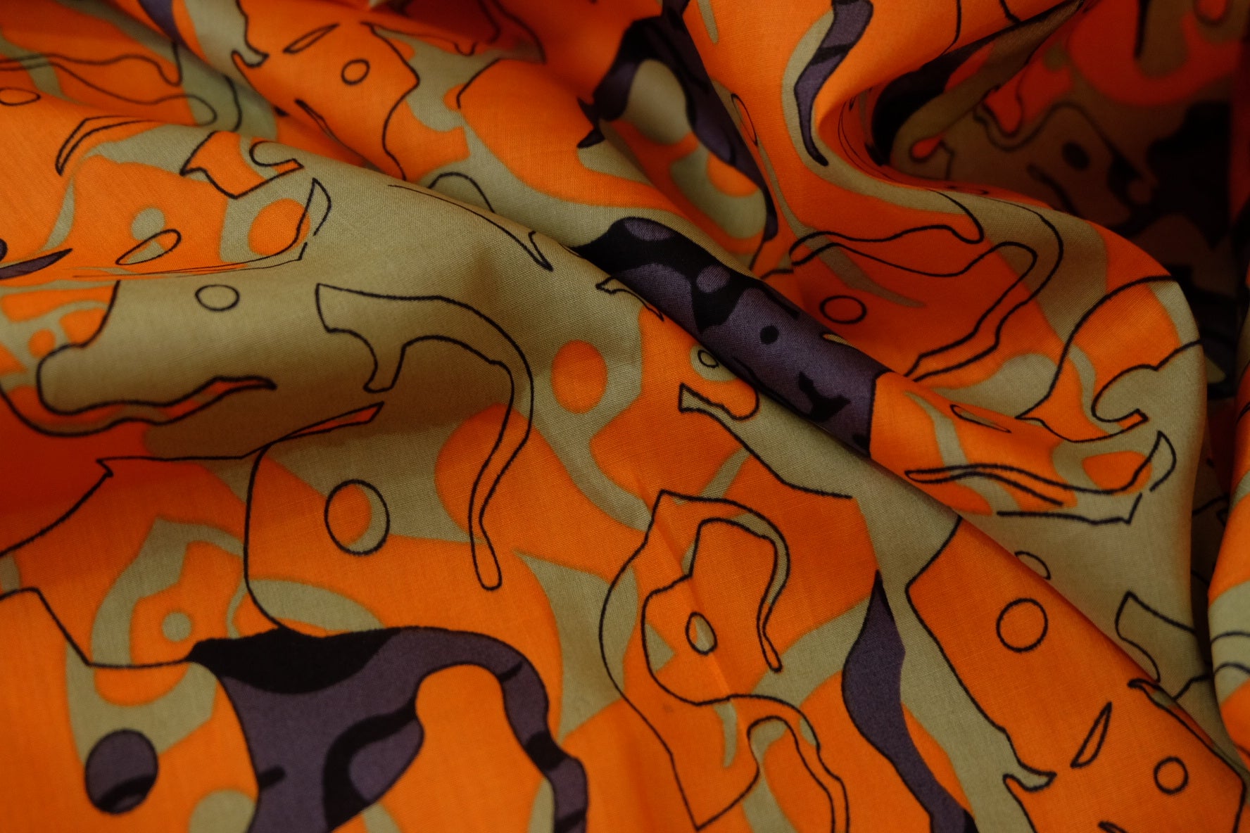 Abstract Orange Cotton Poplin – 2.2 Yards