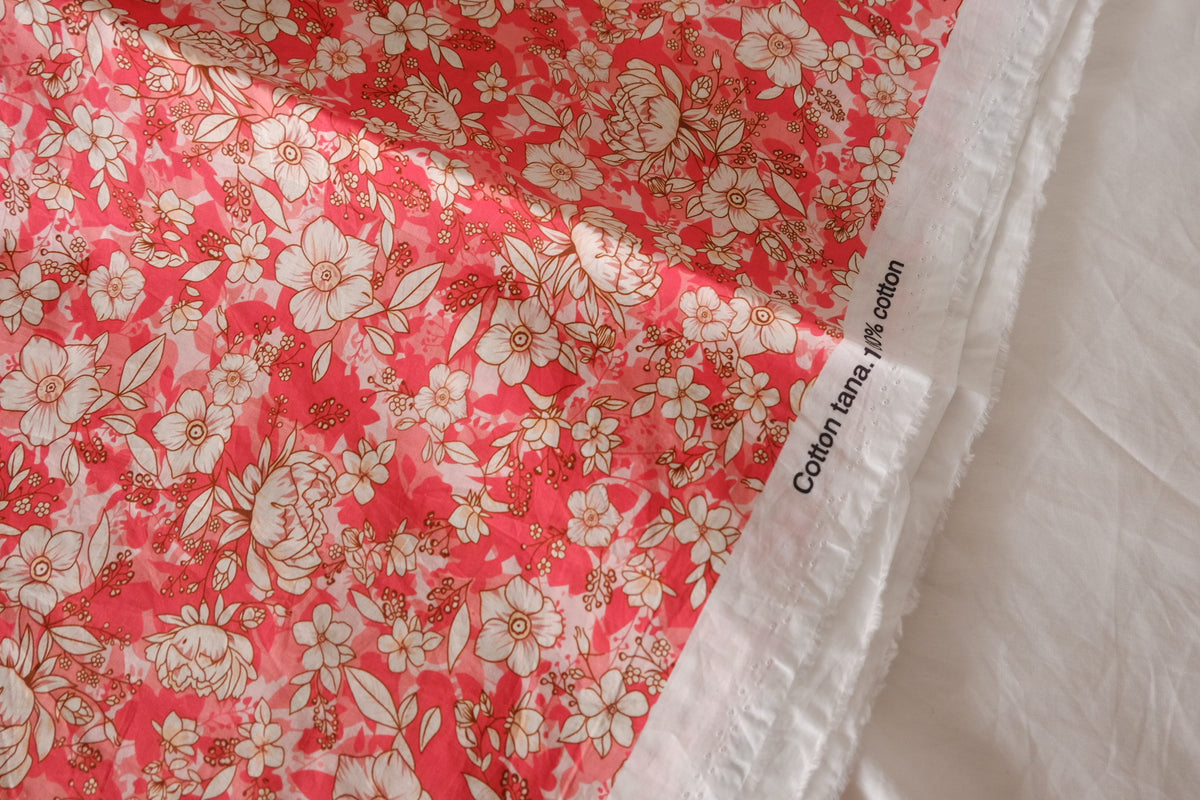 Coral Sketch Garden Cotton Lawn — 2.30 yd