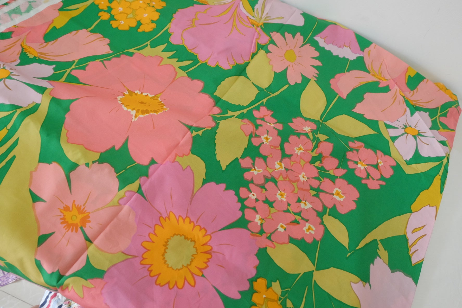 Bold Green Garden Floral Cotton Fabric – 2.2 yd