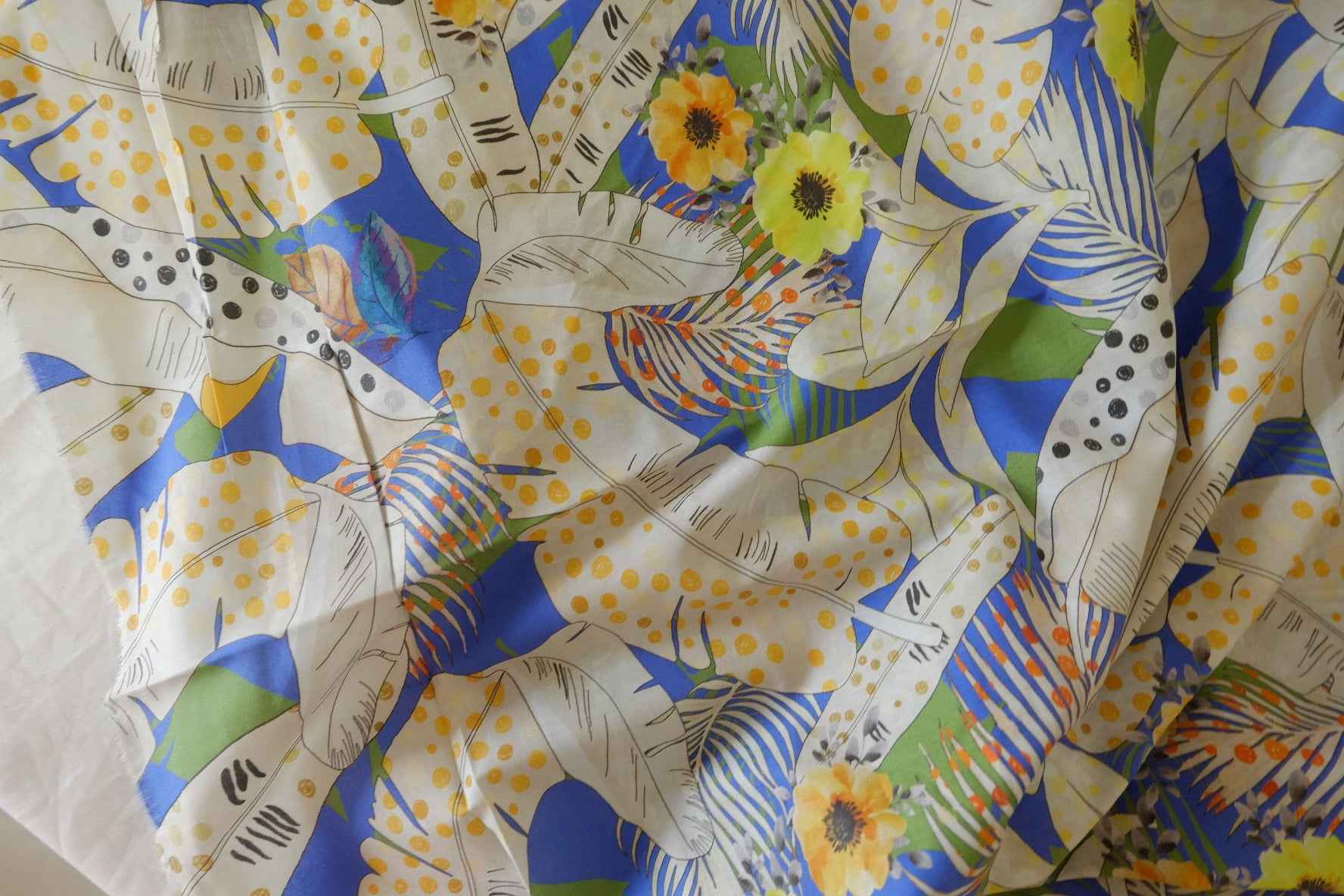 Tropical Feather Floral Lightweight Cotton Lawn Fabric –  4 yd