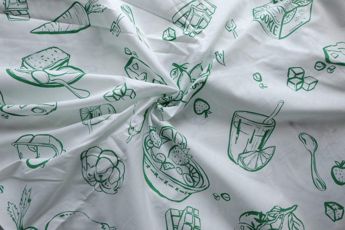 Green Kitchen Sketch Cotton Poplin – 2.2 yd